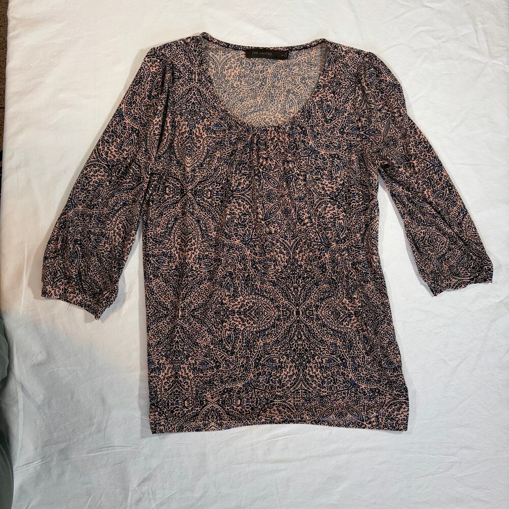 The Limited Orange/black womens top. 3/4 sleeve. Stretchy. Workwear. Size XS - Picture 6 of 6